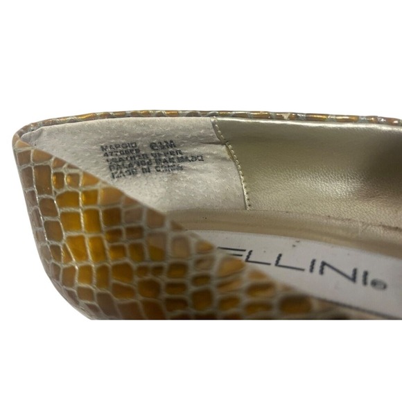 Bellini Gold Snake Print Patent Leather Margie Style Wide Heel Pumps 6 1/2 - Picture 5 of 6